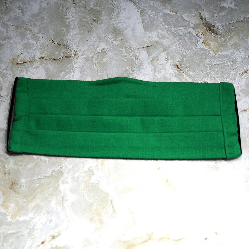 HAND CRAFTED Face Mask Green Cotton Adult Cloth Fabric Solid - Pocket Style